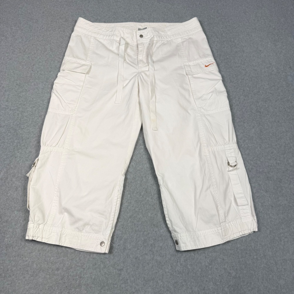 Nike Y2K Womens Cargo Capri Culotte Pants White Utility Pockets Size Large 12-14